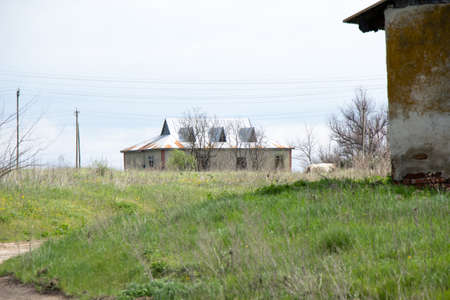 Modern buildings constructions and old buildings of mechanical tractor brigades Ukraineの写真素材