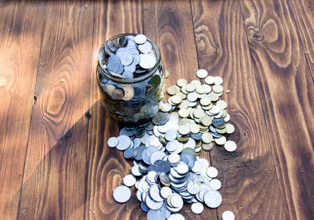 Rural bank for metallic money on darkの写真素材