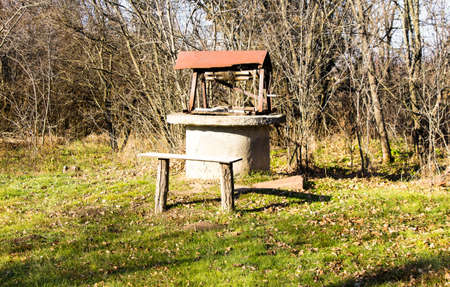 The well stands on an abandoned street Ukraineの写真素材