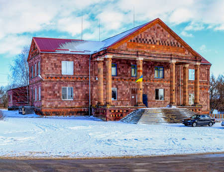 Rural house of culture with columns Ukraineの写真素材