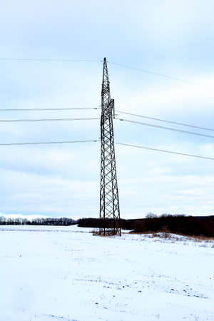 High voltage pole with wires on it Ukraineの写真素材