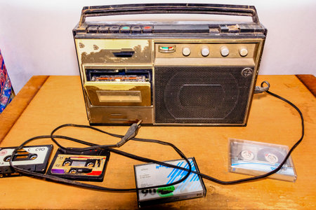 Old soviet cassette recorder (kvazar m 300)の写真素材
