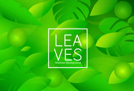 Leaves nature vector abstract background design. Leaves abstract background text with green nature plant leaves for summer and spring graphic art design. Vector illustrationのイラスト素材