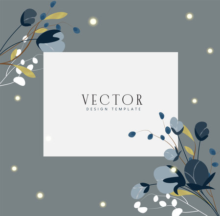 Vector design template. Vector design template text in white empty space with flower art element. Vector illustration design template.のイラスト素材