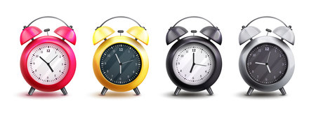 Alarm clock vector set. Back to school alarm clock elements isolated for analog clock collection....