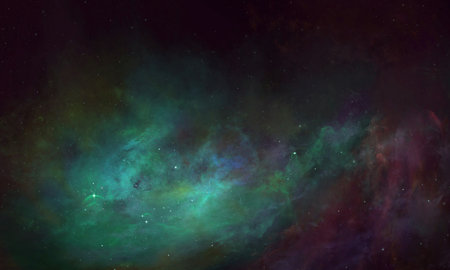 Artist generated Outer space art. Starfield. Awesome nebulae. Artist renders Universe filled with...