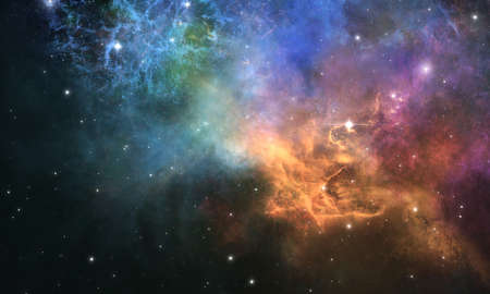 Star clusters, nebula outer space background. Bright and vibrant Multicolor Starfield Infinite space outer space background with nebulas and stars.の写真素材