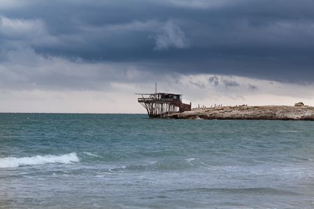 Gargano sandy beach in South Italy at storm with at Trabuccoの写真素材