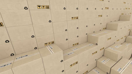 neatly stacked in a row post boxes 3D illustration