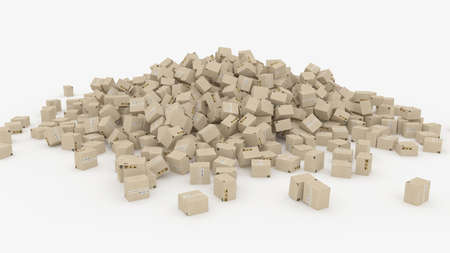 post boxes piled in a big pile 3D illustration