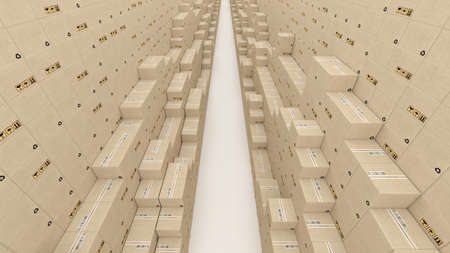neatly stacked in a row post boxes 3D illustration