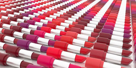 smooth rows of lipstick close-up 3D illustrationの写真素材