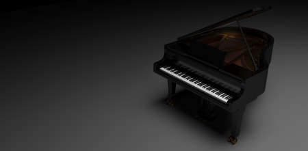 black gard piano on a dark background, 3d illustrationの写真素材