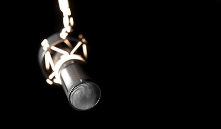 black microphone on a black background close-up, 3d illustrationの写真素材