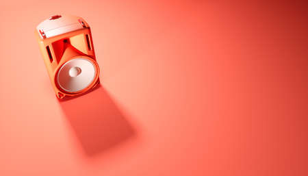 red speaker system on red background, 3d illustrationの写真素材