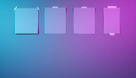 close-up note paper in ultraviolet lighting, 3d illustrationの写真素材