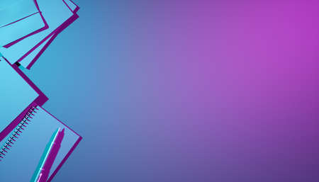 close-up notebook in ultraviolet light, 3d illustration