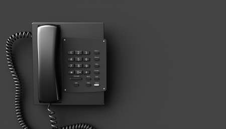 black home phone on a black background, 3d illustrationの写真素材