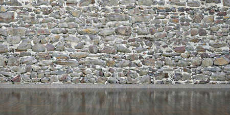 interior with stone wall for the whole frame, 3d illustration