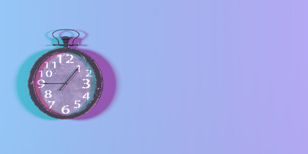 wall clock in neon light, 3d illustration