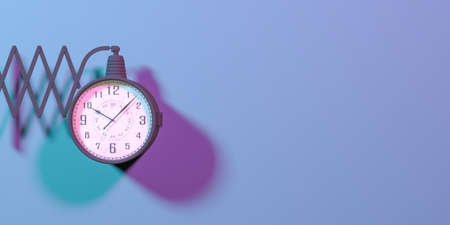 wall clock in neon light, 3d illustrationの写真素材