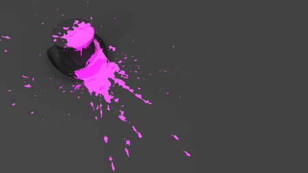hat covered with pink paint in the form of a blot, 3d illustrationの写真素材