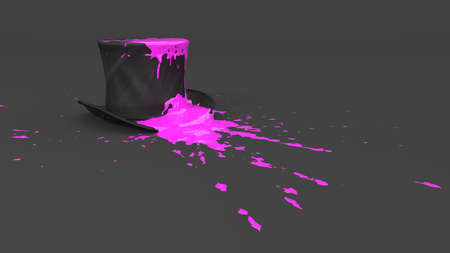 hat covered with pink paint in the form of a blot, 3d illustration