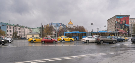 evening cityscape of the city of Moscow taken on 11/06/2023 in late autumnのeditorial素材