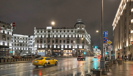 night cityscape of the city of Moscow taken 11/06/2023 in late autumnのeditorial素材