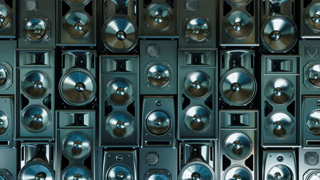 many different acoustic systems covering the entire wall, 3D illustrationの写真素材