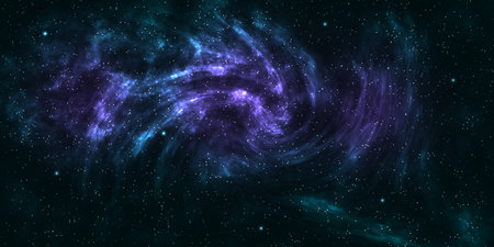 blue and purple nebula in space among stars illustration