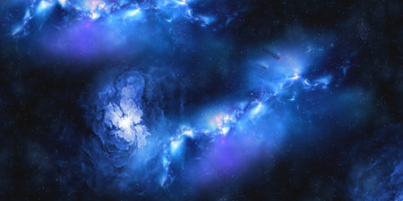 beautiful nebula in deep space among stars illustration