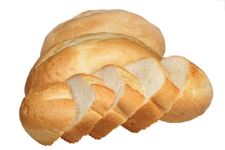 Roll from wheat flour it is isolated on a white backgroundの写真素材