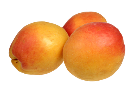 Ripe apricots it is isolated on a white backgroundの写真素材