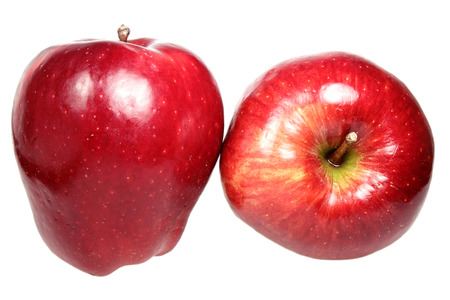 Ripe red apples is isolated on a white backgroundの写真素材