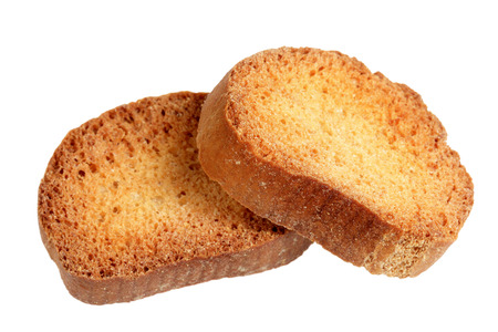 Crackers from white bread it is isolated on a white background の写真素材