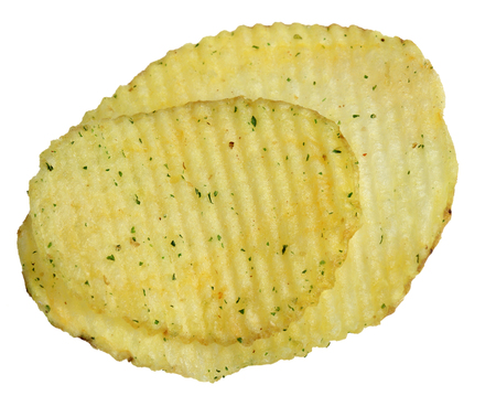 Potato chips it is isolated on a white backgroundの写真素材