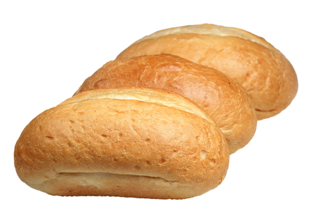 Roll from wheat flour it is isolated on a white backgroundの写真素材