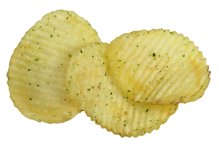 Potato chips it is isolated on a white backgroundの写真素材