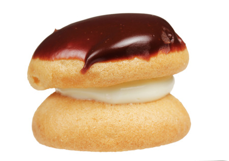 Biscuitine pastry with a couverture is isolated on a white backgroundの写真素材
