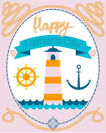 Happy fathers day card, you can use objects separately, rope is a pattern brushのイラスト素材