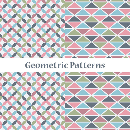 Two simple geometric patterns in one delicate paletteのイラスト素材