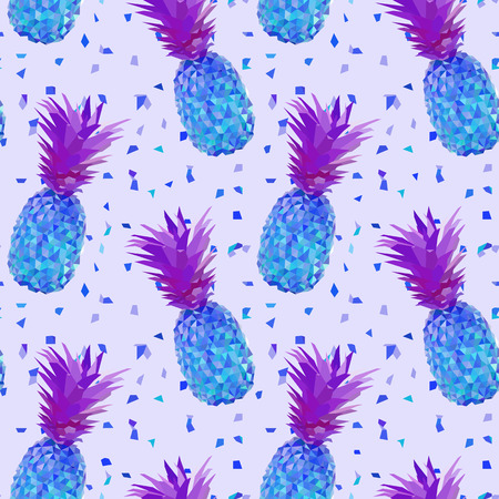 disco blue low poly iced pineapple patternのイラスト素材