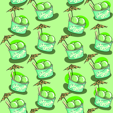 Hand drawn ice cream vector pattern for decorationのイラスト素材