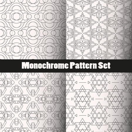 Geometry Monochrome Seamless Vector Pattern Set. Four patternsのイラスト素材