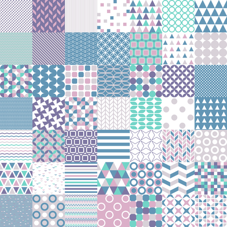 49 Simple shapes seamless vector patterns for your designs. All geometric atterns can be easily combined between themselves. There are 2,3,4,5 and 6 colored patterns. Enjoyのイラスト素材