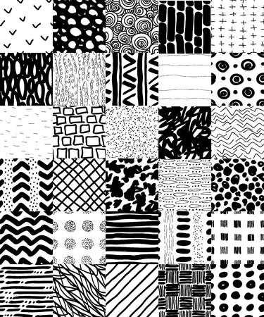 Hand Drawn Seamless Vector Patterns Set.のイラスト素材