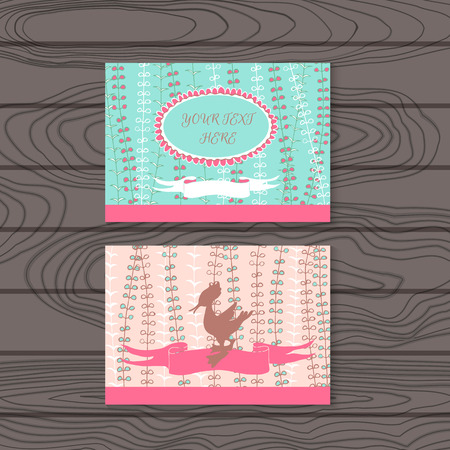Invitation and greeting card for a birthday. Round the banner on the background of wildflowers. Vector illustrationのイラスト素材