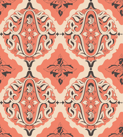 Damask vintage seamless pattern for design of packaging, paper, textiles and decoupage. Vector illustrationのイラスト素材