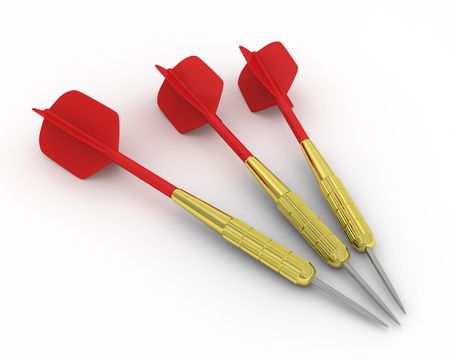 Three 3D darts isolated on white